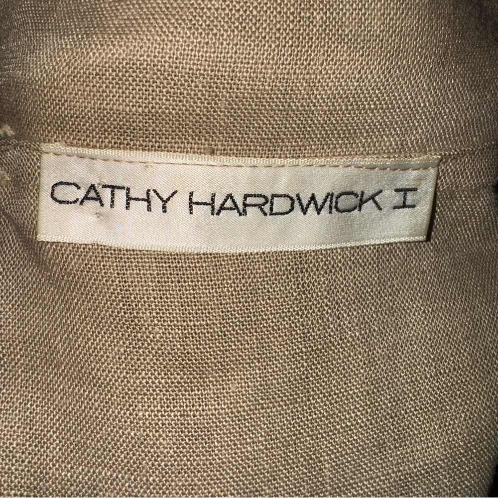 Cathy Hardwick 100% Linen Beige Skirt Suit Set Jacket & Skirt Size 8 Classic - Picture 4 of 5